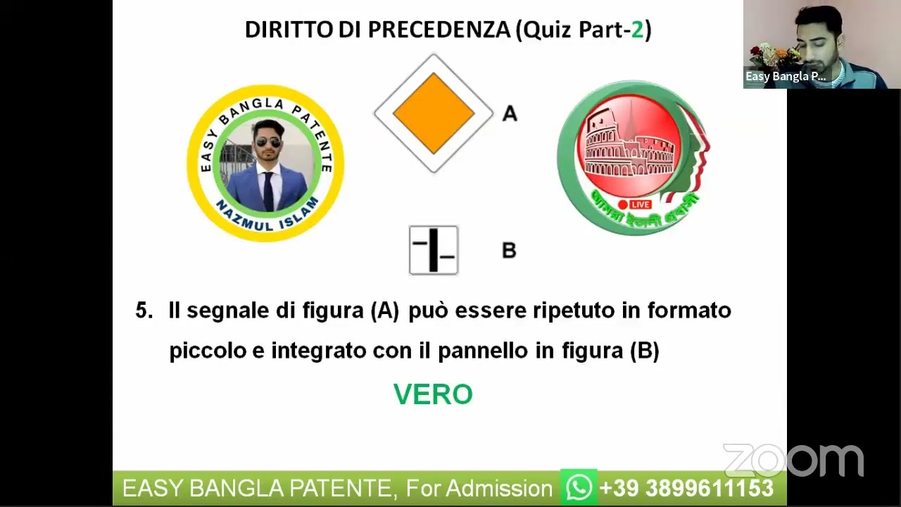 SEGNALI DI PRECEDENZA ইতালীয়ান ড্রাইভিং লাইসেন্স এর অনলাইন ফ্রি ক্লাসঃ ৯ম পর্ব