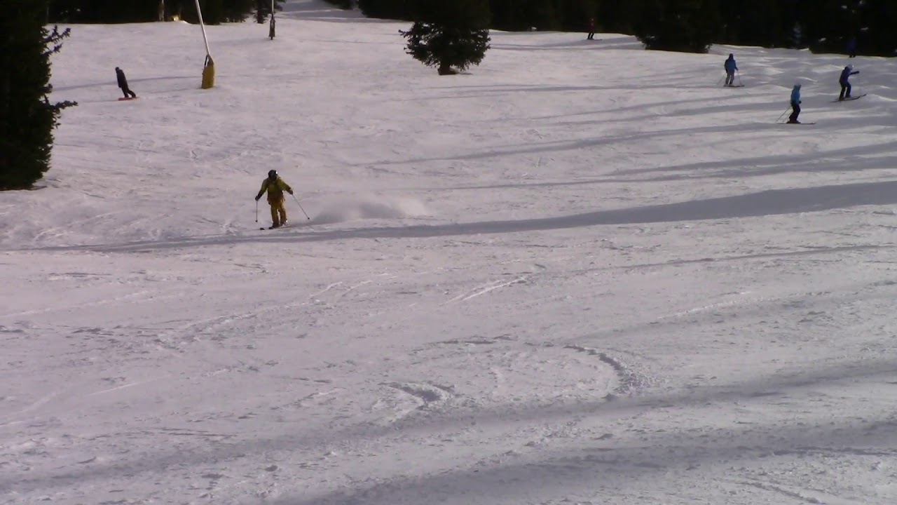 Slow short turn on slick afternoon groomer