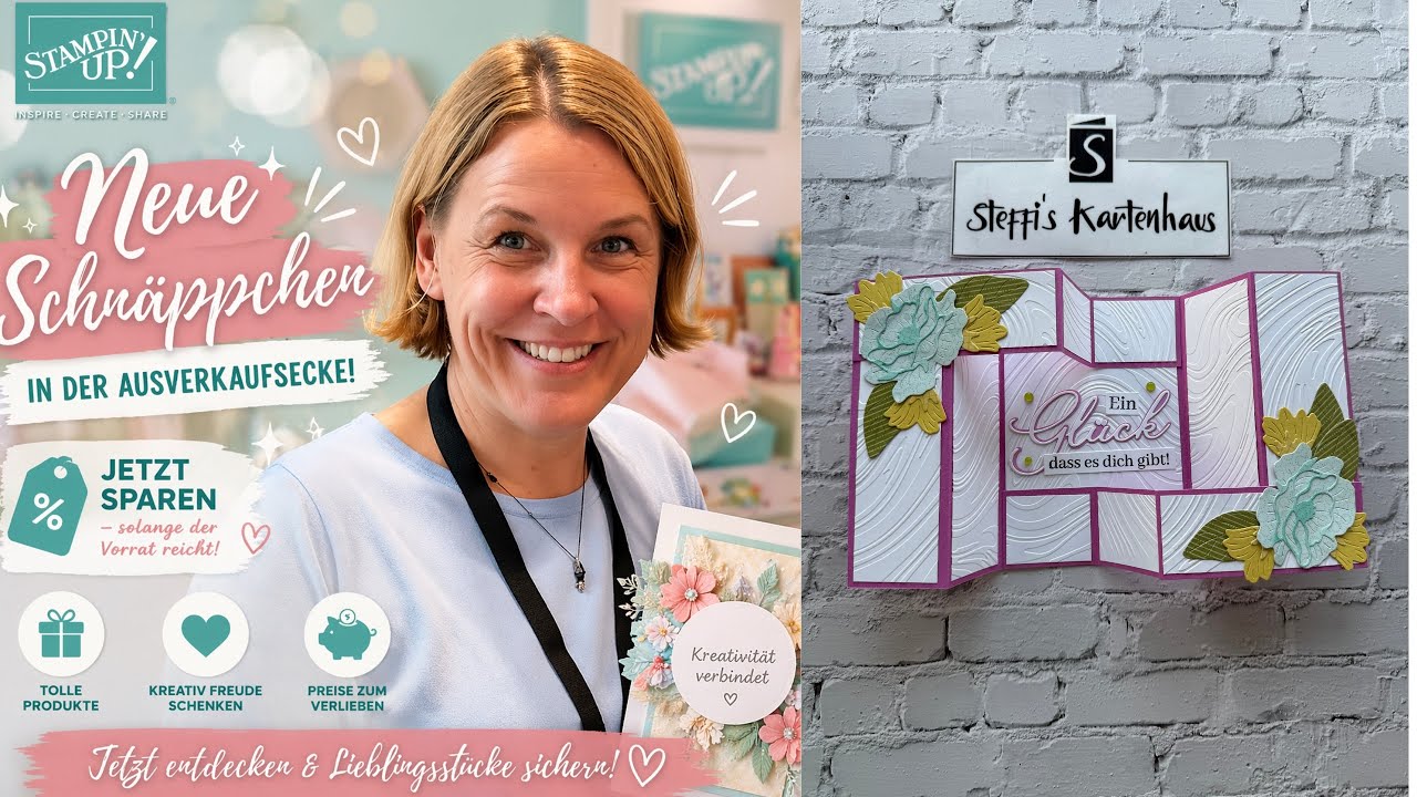 Double Gatefold Z Card besondere Funfoldcard  Stampin&lsquo; Up! Fr&ouml;hlich Floral stark reduziert