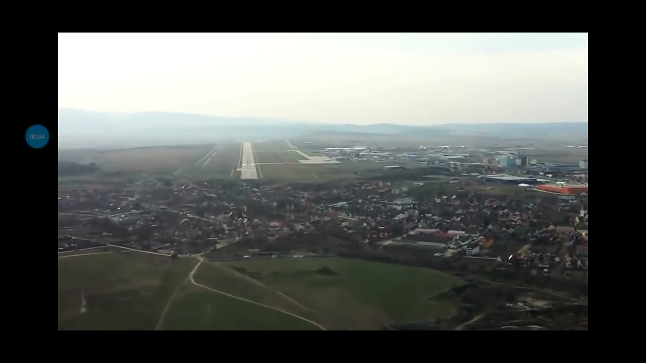 Aterizare filmată din cabina pilotului