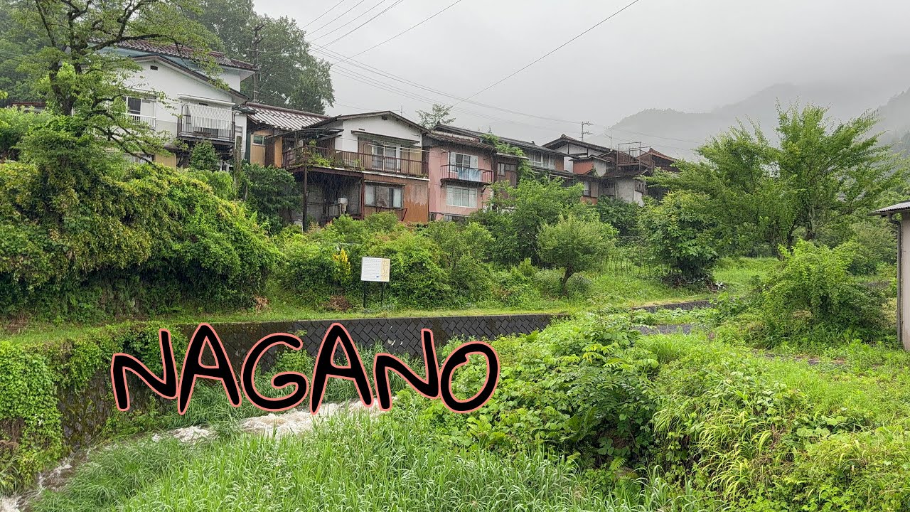 4k Walk Japan, Countryside Nagano Okuwa Village Walking Tour Rain Sounds