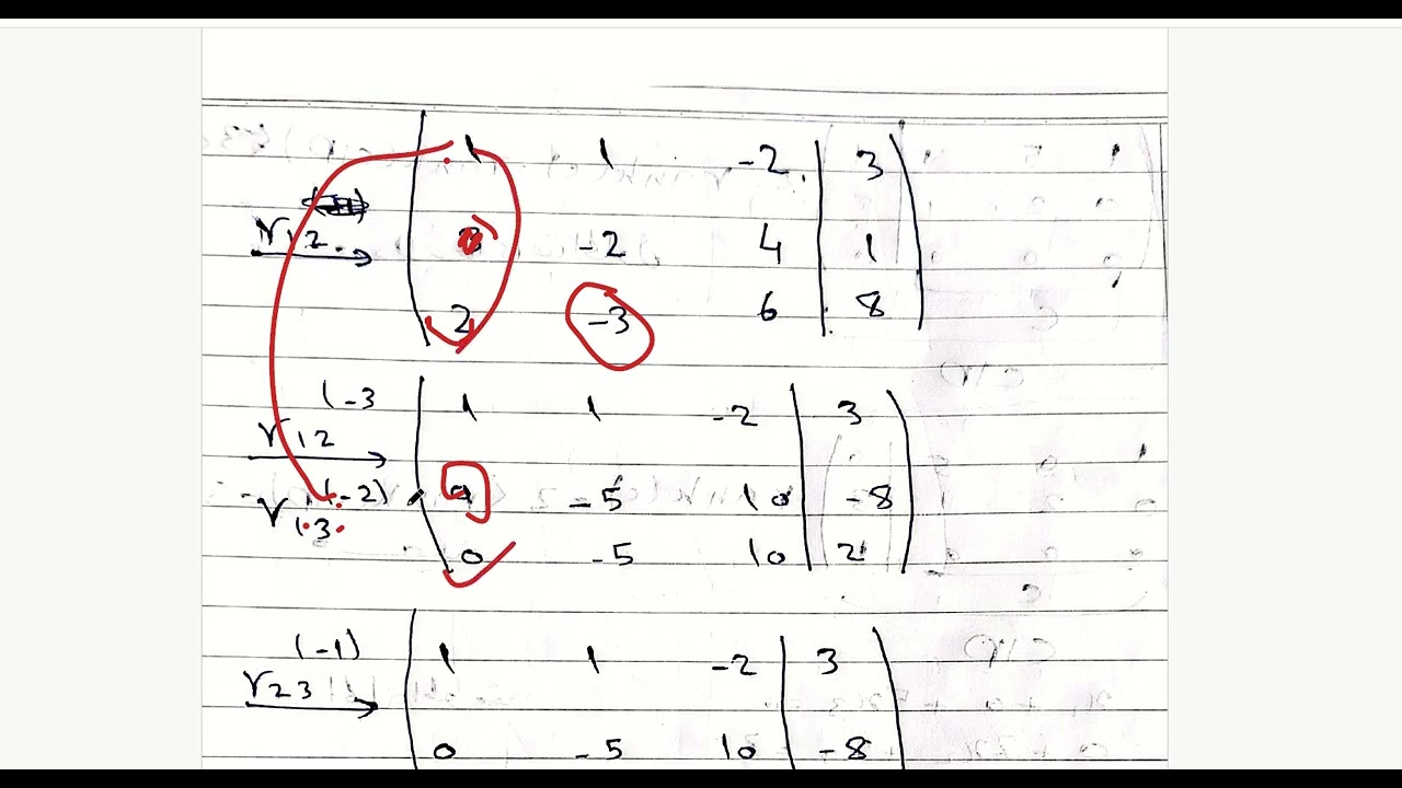 مصفوفات طريقة تصفية غاوس وغاوس جوردان امثله عدديه