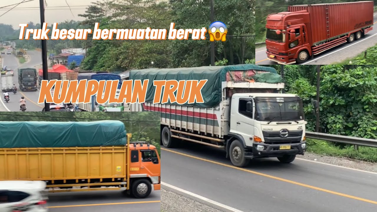 Kumpulan truk besar bermuatan berat melintas cukup menegangkan melihatnya 😱