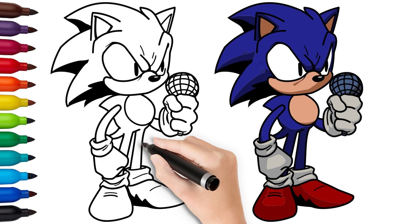 HOW TO DRAW SONIC EXE FAKER | Friday Night Funkin (FNF) - (Draw & Color)