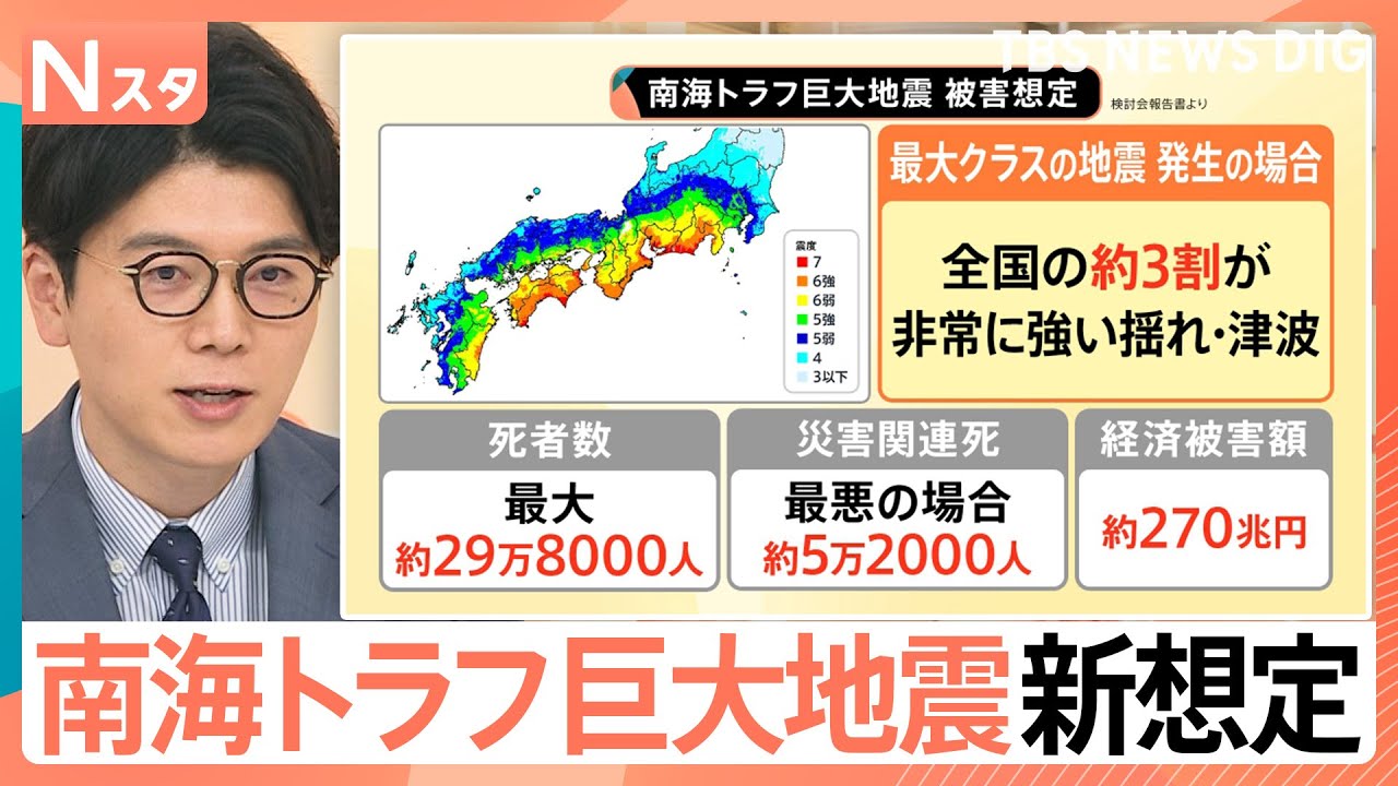 死者数は最大で約29万8000人 南海トラフ巨大地震で新想定 最悪ケースで生活どうなる？【Nスタ解説】｜TBS NEWS DIG