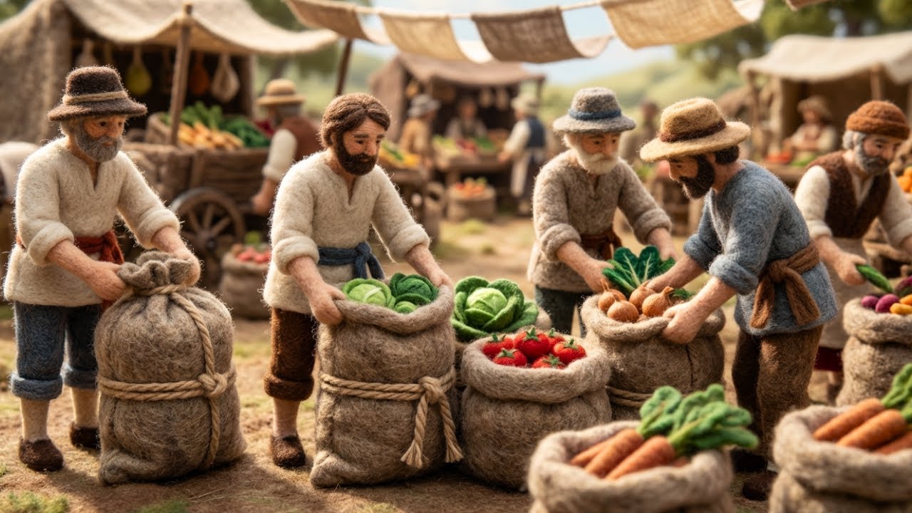 A Cozy Wool Miniature Farming Day  Farm Work, Market & Family Life.