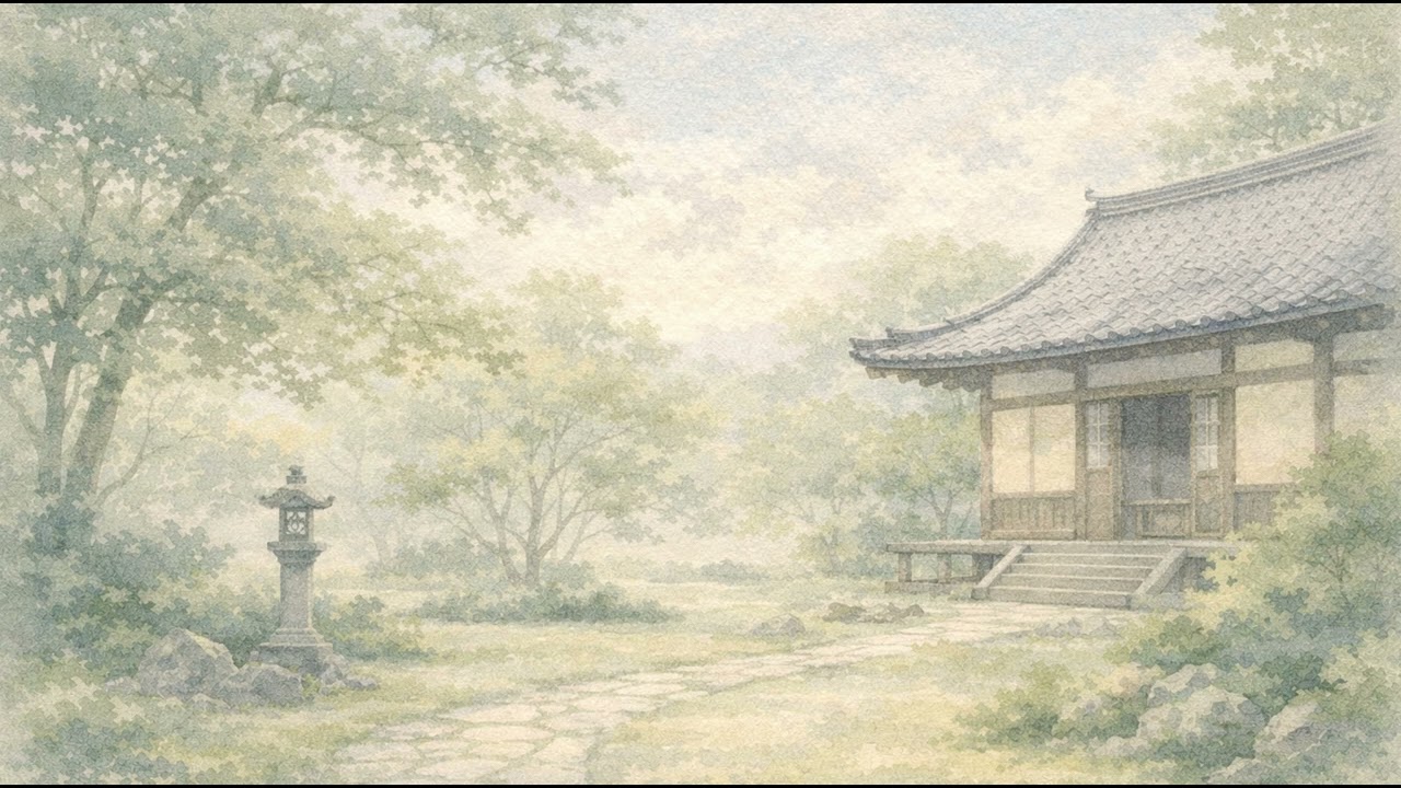 Peaceful Japanese Temple Garden | Soft Mist Morning | 4K Idle TV Background