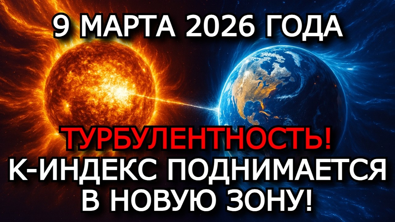 МАГНИТНЫЕ БУРИ 9 МАРТА 2026 — СИЛЬНЫЙ ШТОРМ ИЗ КОРОНАЛЬНОЙ ДЫРЫ, K7–K8 И СОЛНЕЧНЫЙ ВЕТЕР