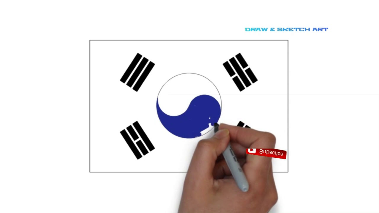 HOW TO DRAW SOUTH KOREA FLAG