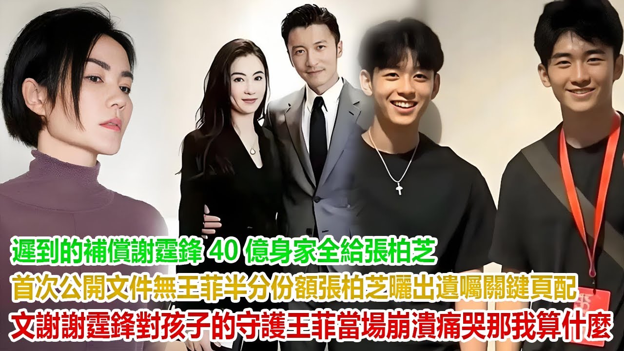 遲到的補償！謝霆鋒 40 億身家全給張柏芝，首次公開文件無王菲半分份額！張柏芝曬出遺囑關鍵頁，配文 “謝謝霆鋒對孩子的守護”，王菲當場崩潰痛哭：“那我算什麼？”