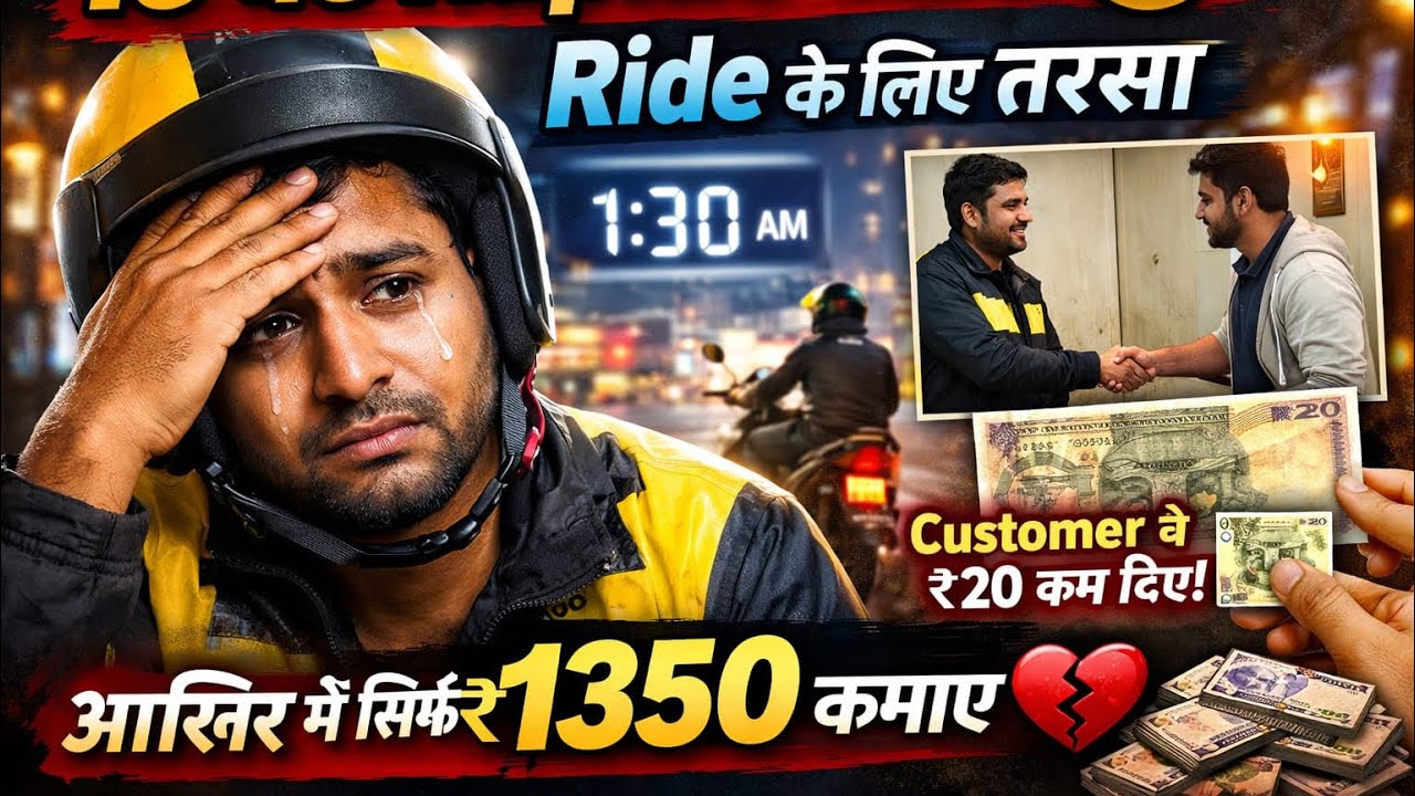 13 घंटे Rapido चलाया 😓 | Ride के लिए तरसा | आख़िर में सिर्फ ₹1350 कमाए 💔