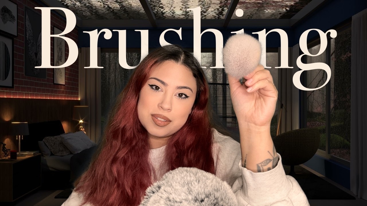ASMR Makeup Brush Brushing for Sleep ✨ Soft Whispers & Gentle Mic Sounds