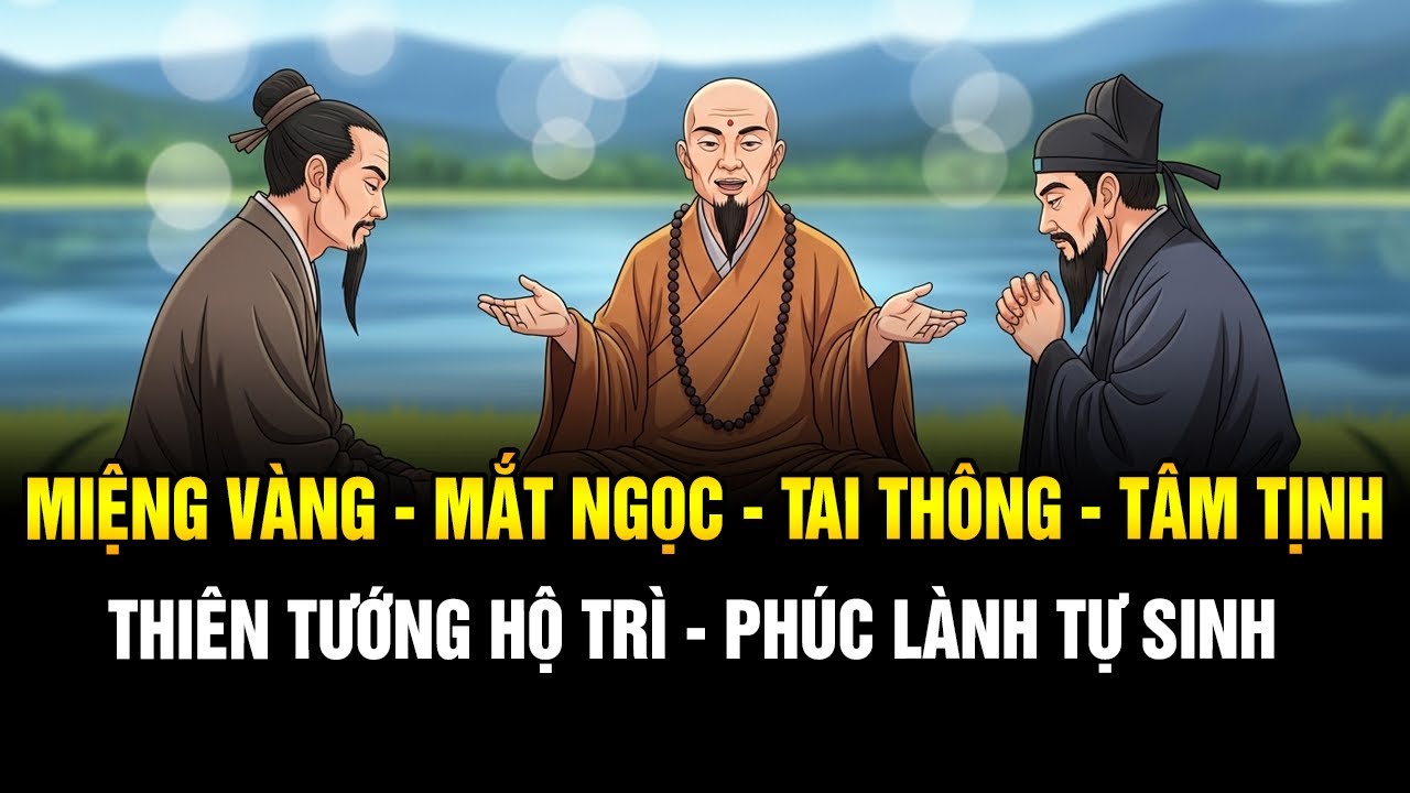 Miệng Vàng, Mắt Ngọc, Tai Thông, Tâm Tịnh: Thiên Tướng Hộ trì, Phúc Lành Tự Sinh.