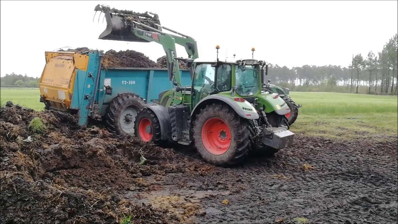 Epandage de fumier 2018 [ Fendt 514 épandeur Rolland V2-160 et Fendt 714 ]