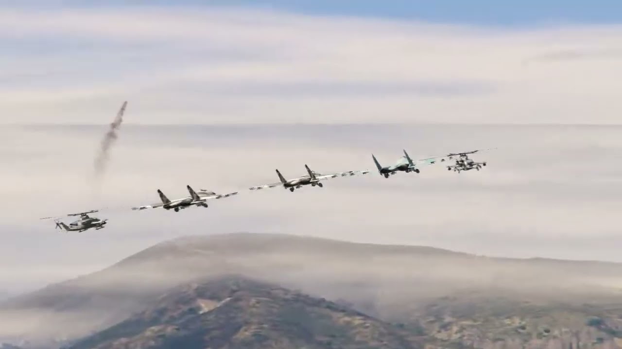 Israeli F-35 Fighter Jets & Helicopters Attack on Irani Army Supply Convoy - GTA 5