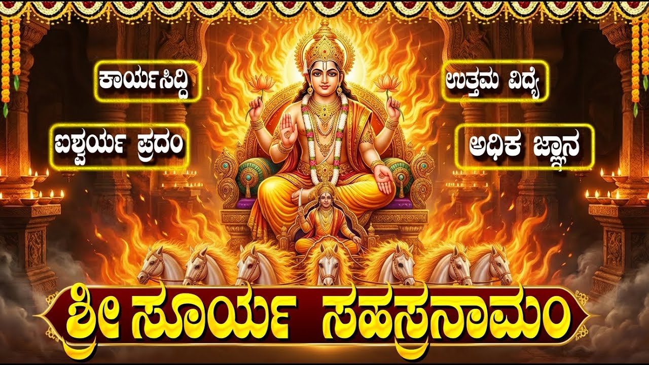 ಶ್ರೀ ಸೂರ್ಯ ಸಹಸ್ರನಾಮ ಸ್ತೋತ್ರಂ | Surya Sahasranama Stotram | Surya Bhagwan Kannada Bhakthi Songs
