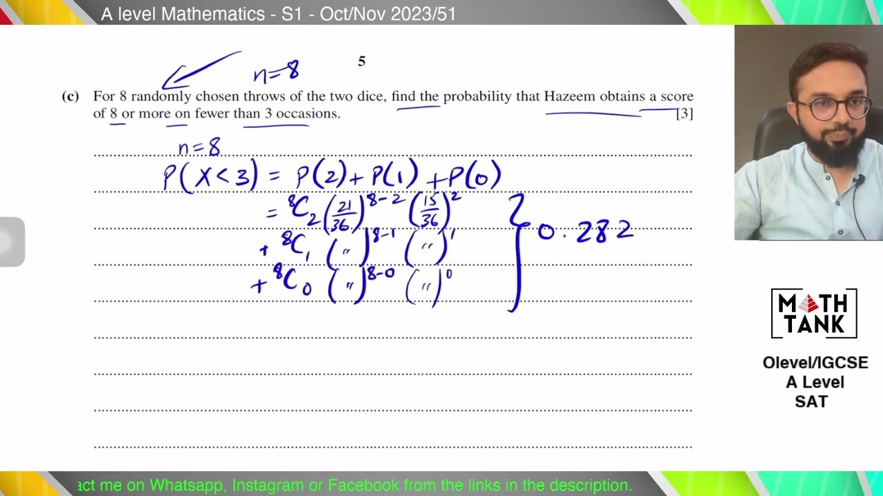 9709/51/O/N/23 A Level Mathematics S1 2023/51