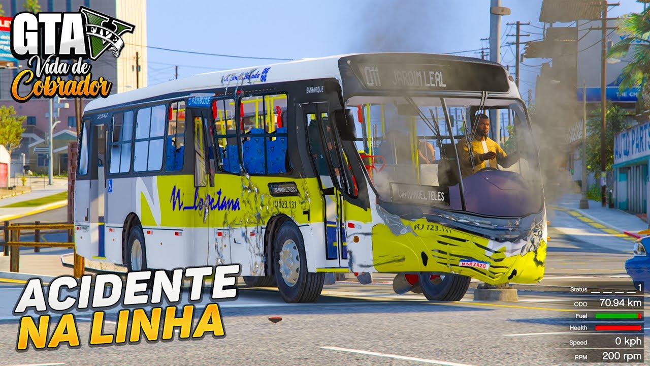 GTA V - Vida de Cobrador | ACIDENTE na LINHA do TREM! - Neobus Mega Plus Nilopolitana