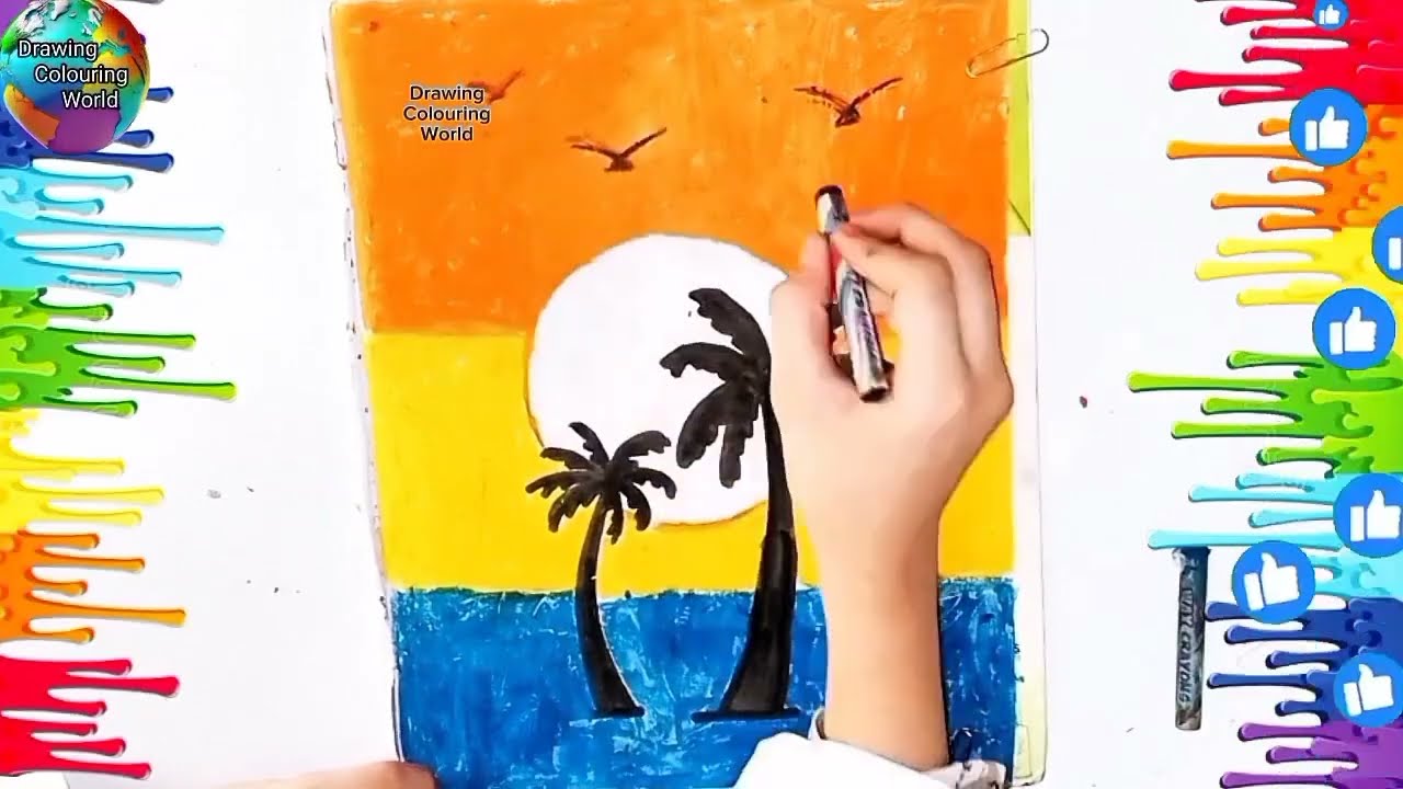 Easy scenery video collection for kids &beginners|Oil PastelArt for Beginners| Simple Landscape