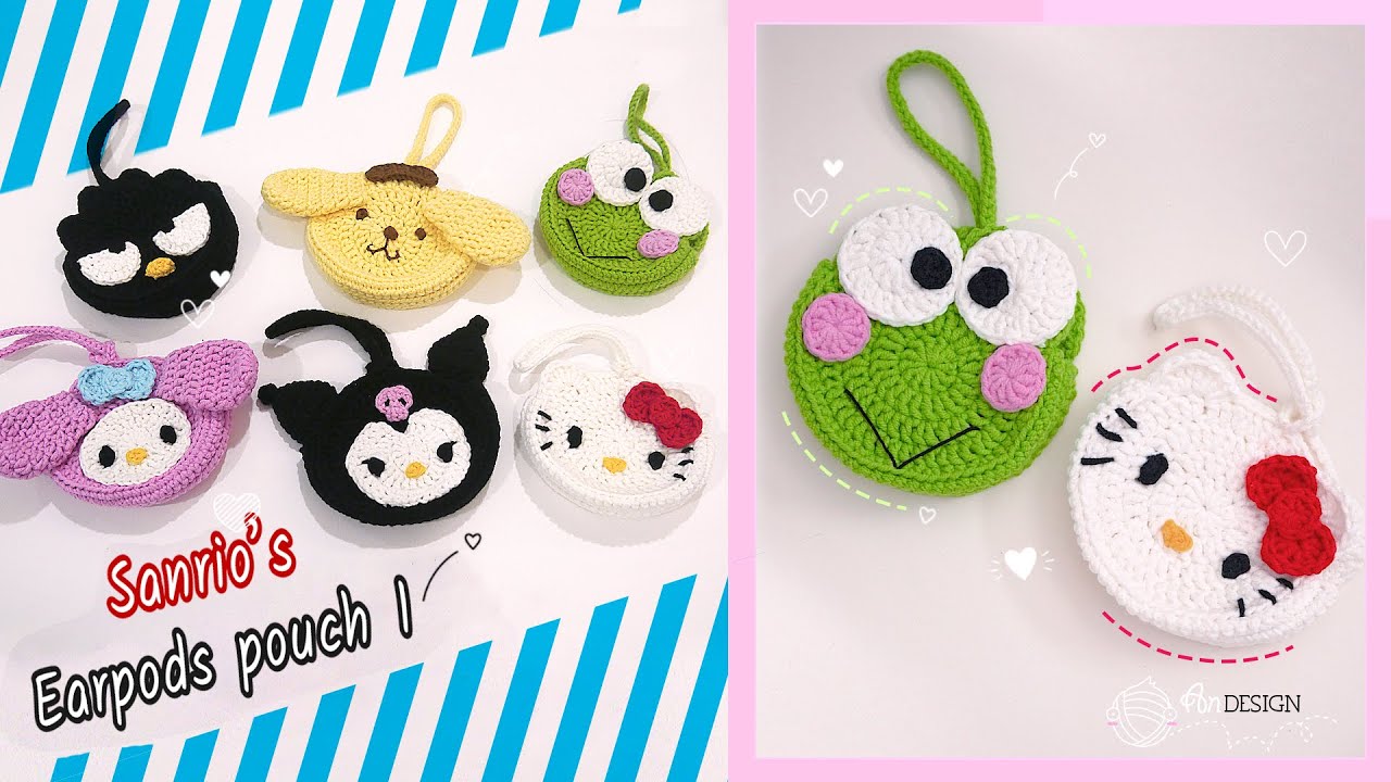 Урок 1 по вязанию крючком чехла для наушников Sanrio Earpods | Вязаный чехол HelloKitty и Keroppi