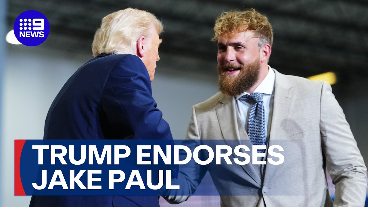 U.S. President Donald Trump endorses boxer Jake Paul during rally | 9 News Australia