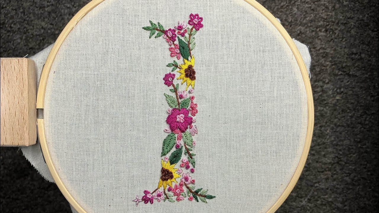 Floral Number 1 Embroidery hoop  ||  Hand Embroidery For Beginners || NEEDLETHEAD ART