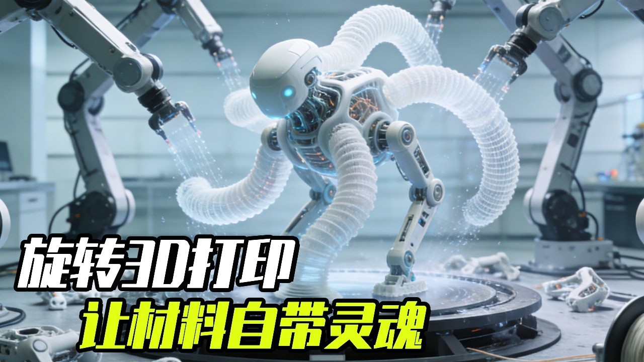 旋转3D打印，把运动逻辑直接印进材料！【科学火箭叔】 #知识前沿派对#机器人 #3d打印 #发明