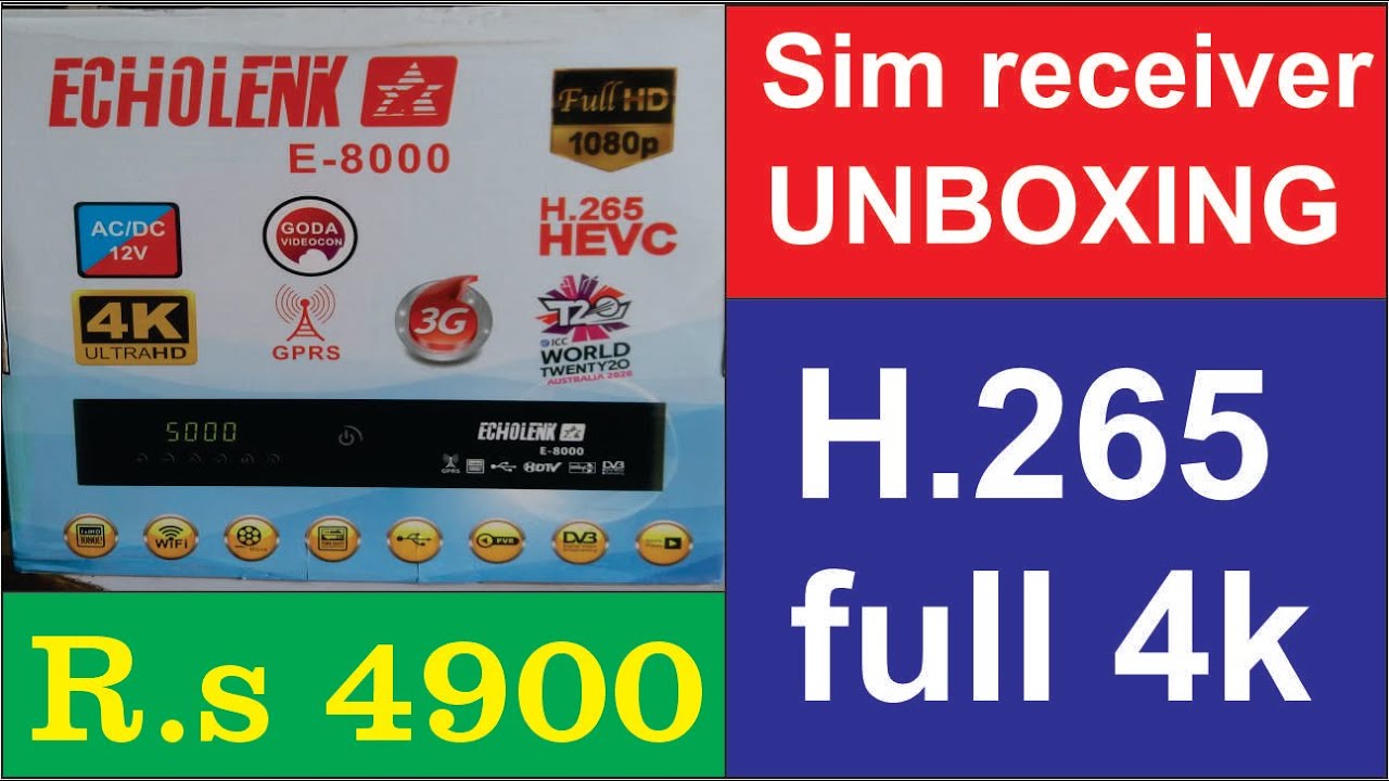 Echolenk E8000 sim receiver unboxing and full review 6 month goda and 12 month DSCAM GPRs and cccam
