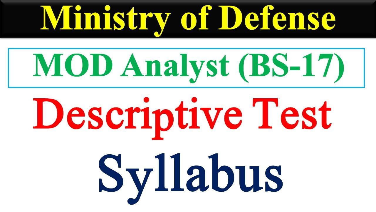 MOD Analyst Descriptive Test Syllabus | MOD Analyst Descriptive Test | MOD Analyst Jobs 2025 |