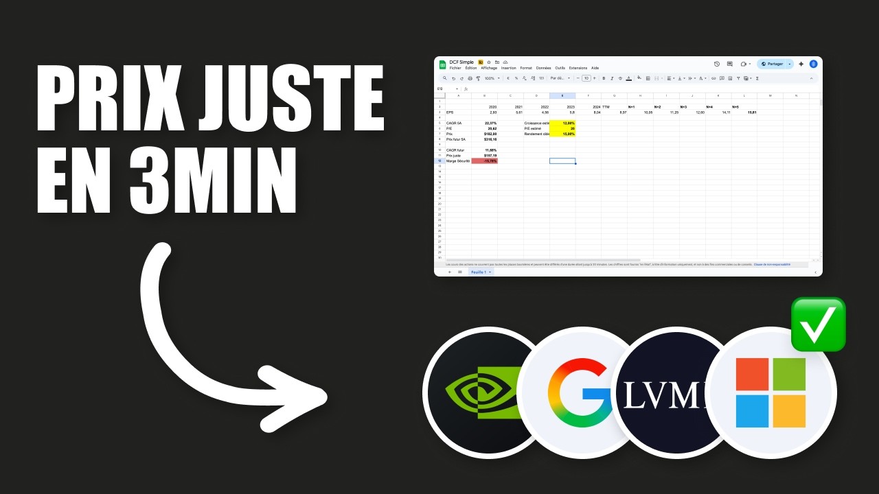 Calcule le PRIX JUSTE d’une ACTION en 3min ! DCF Simple