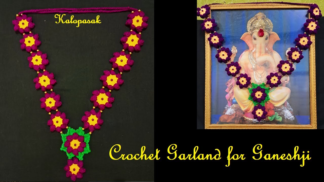 Crochet Garland 8 (Eng sub) | Haar, Mala | Garland for Photo Frame | गणपतीसाठी हार