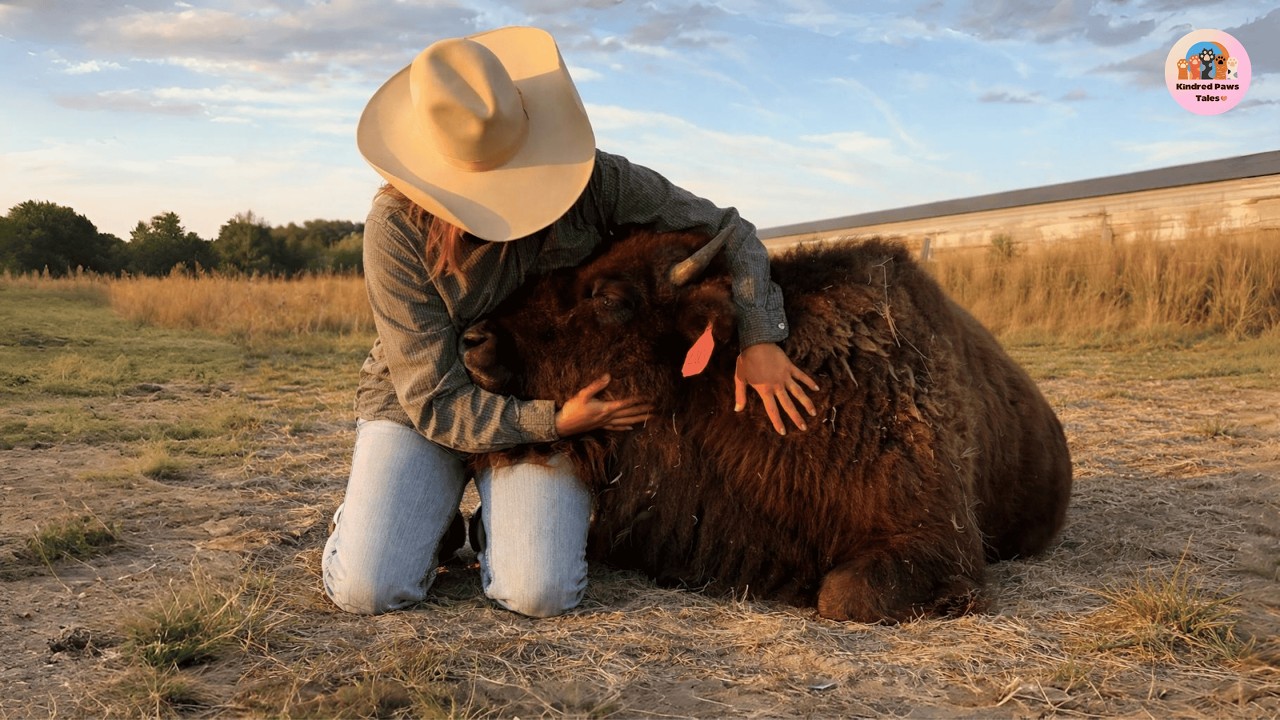 Orphaned Baby Bison Follows Her Rescuer Like a Mother