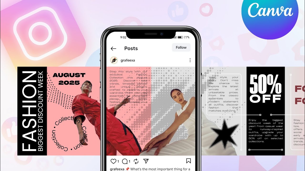 Создавайте захватывающие посты-карусели в Instagram в Canva