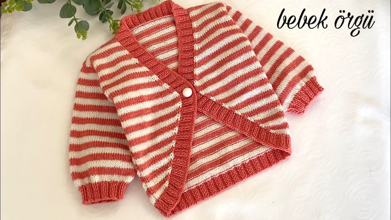 Çizgili bolero hırka yapımı / trend bebek örgü hırka modeli
