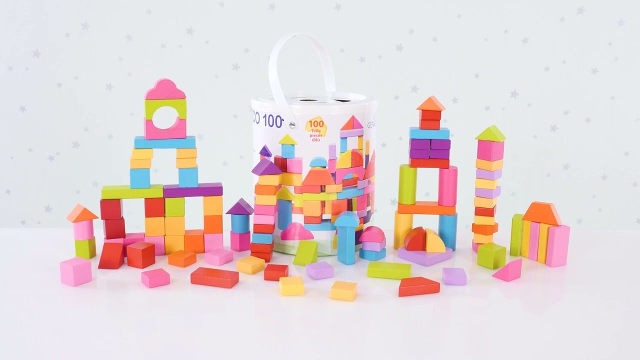 Деревянные кубики в ведре, 100шт. от Bino