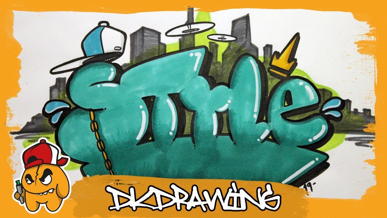How to draw graffiti bubble style letters tutorial Skyline