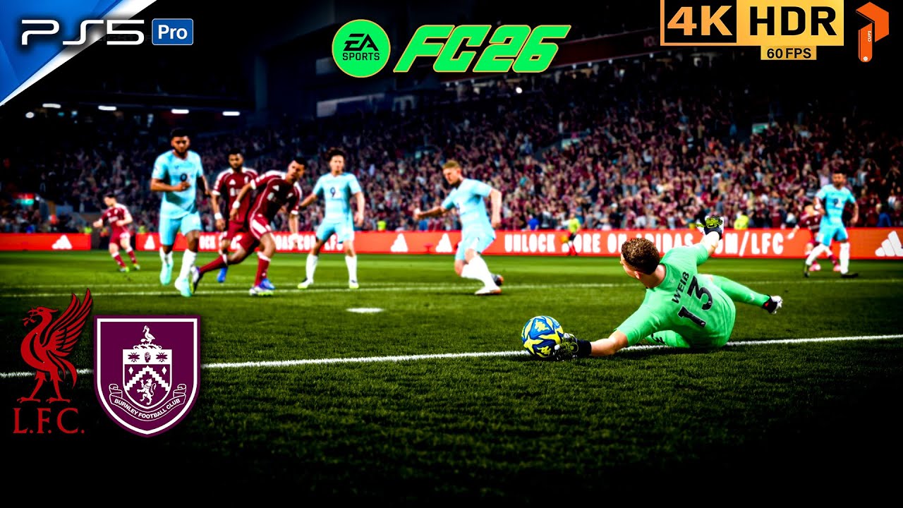 Liverpool vs Burnley | FC 26 PS5 4K HDR Full Match Gameplay #fc26 #ps5 #4k #football #viral #fifa