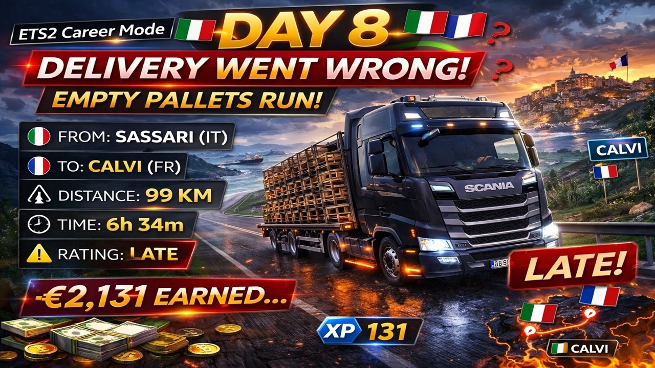 ETS2 Career Mode - DAY 8 | DELIVERY WENT WRONG! ⏰ Empty Pallets Run