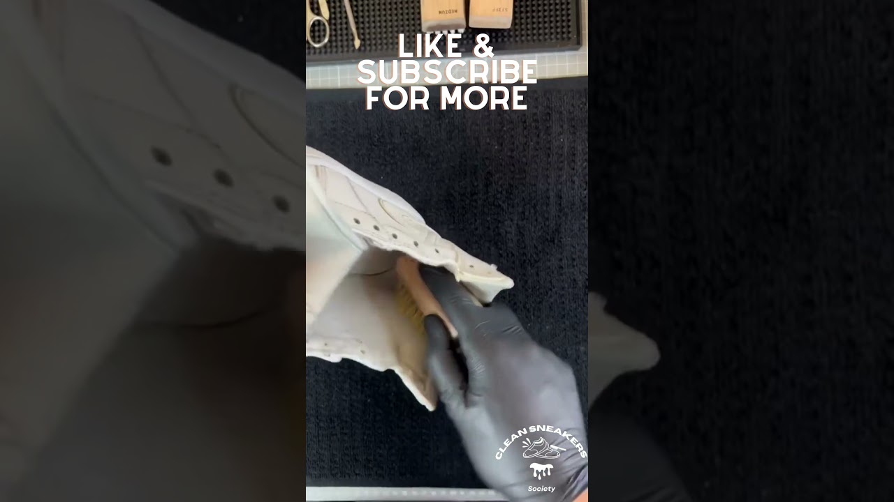 How to clean White Nike Air Jordan 1 Mid Sneakers? (ASMR) #asmr #shorts #howto #cleaningshoes