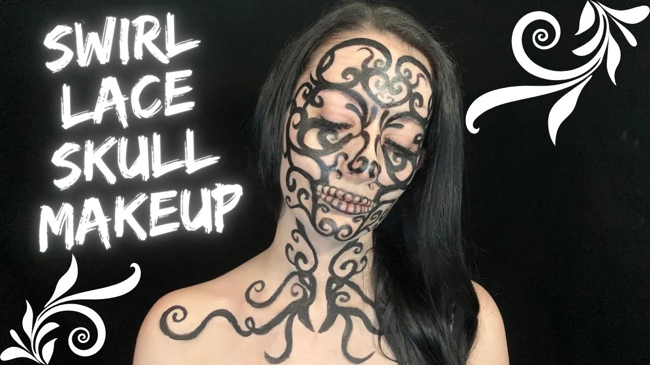 Swirl Lace Skull Makeup Tutorial | Halloween SFX Face Paint
