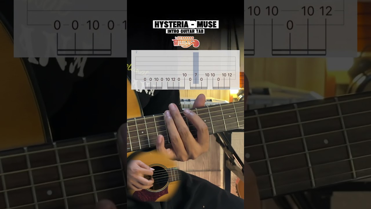 Guitar Lesson ‼️ Hysteria - Muse Intro Guitar Tab #shorts #guitar