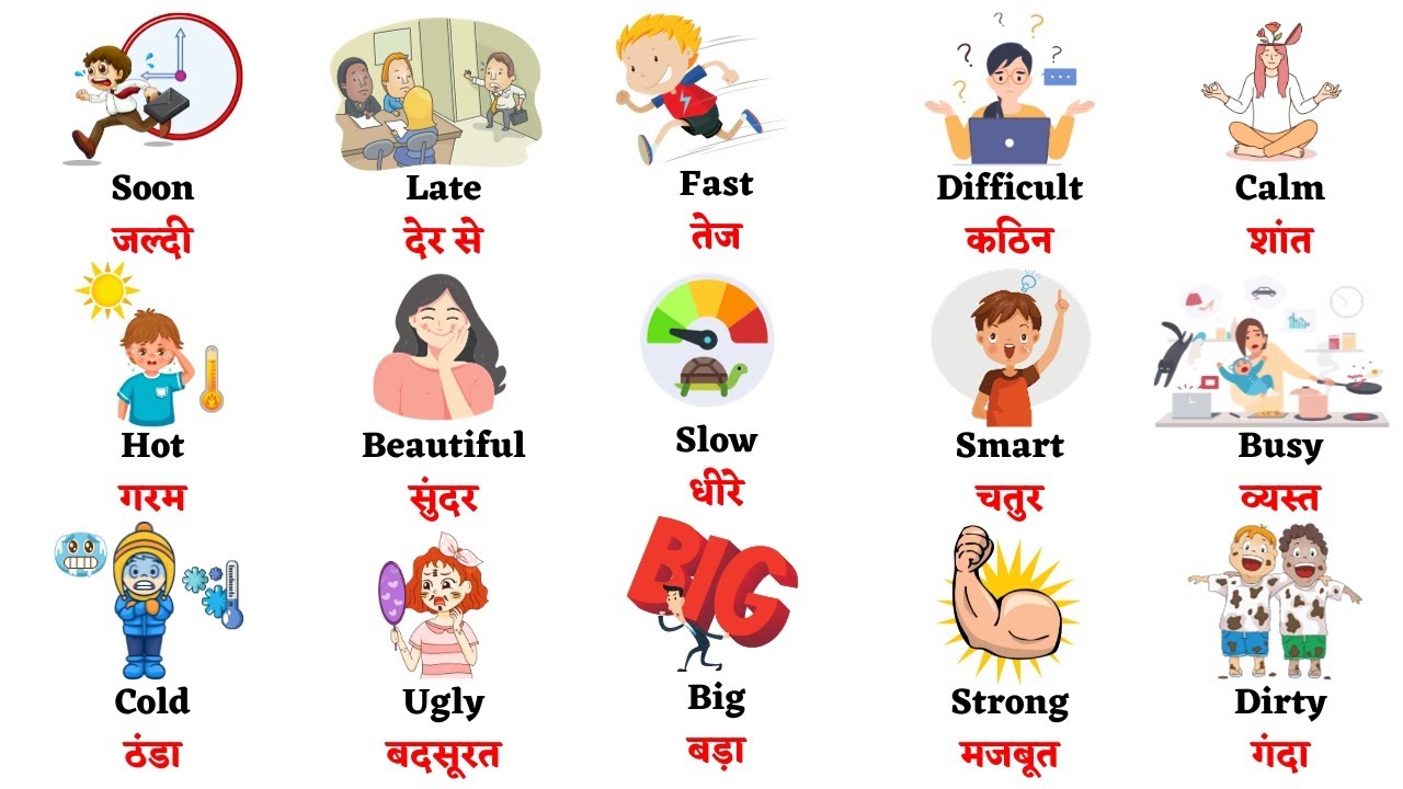 Common Words Meaning in English & Hindi | Common Words Pictures | Common Words Meaning For Kids