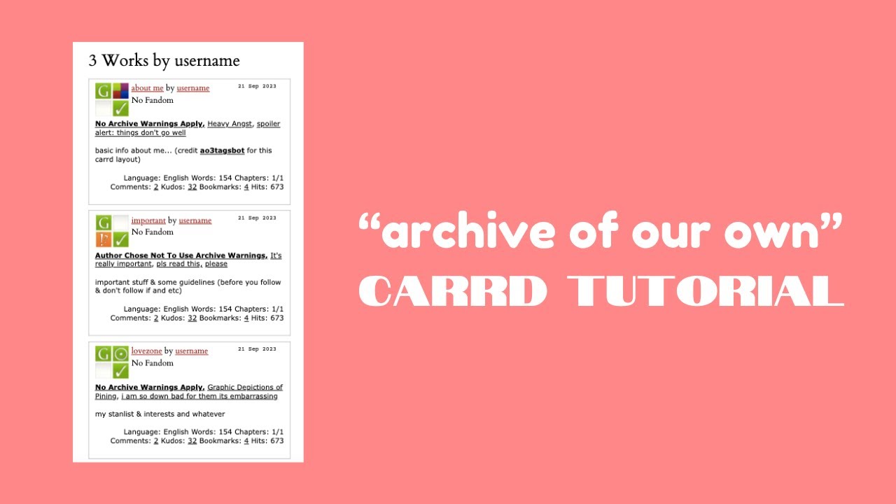 ao3 themed carrd tutorial - cr ao3tagsbot