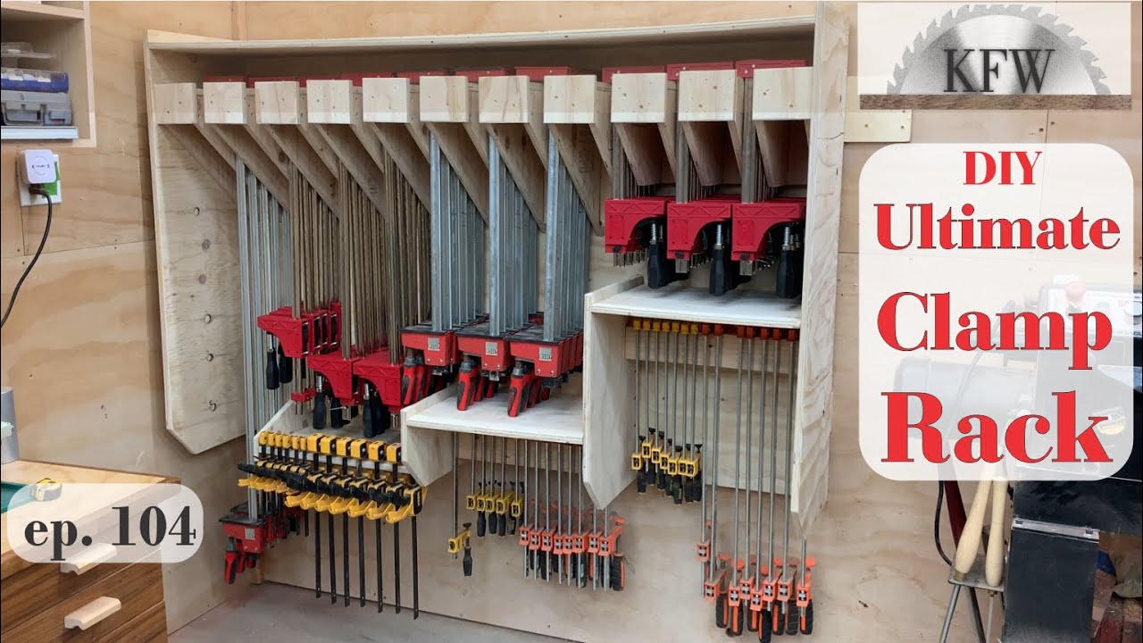 104 - DIY ULTIMATE CLAMP RACK with lots of shelf storage for the workshop.