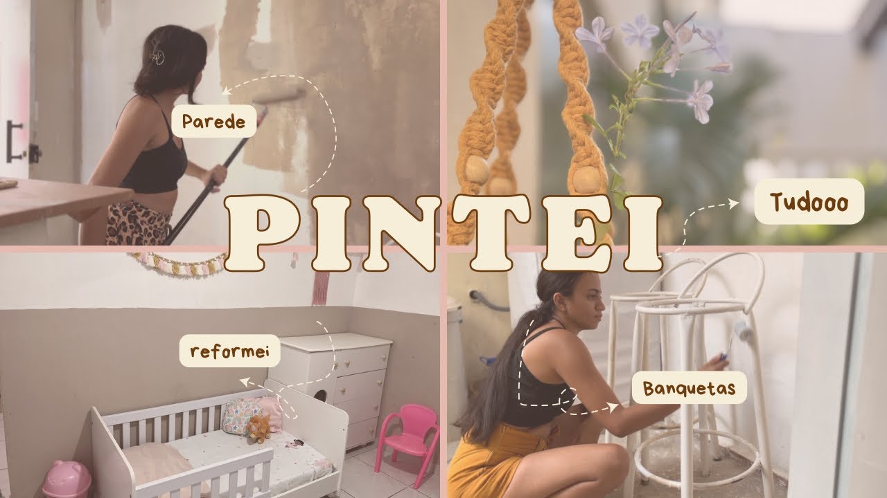 ANSIEDADE BATEU…ENTÃO EU PINTEI TUDO EM CASA! (Pintei porta, banqueta e reformei a cômoda e berço.