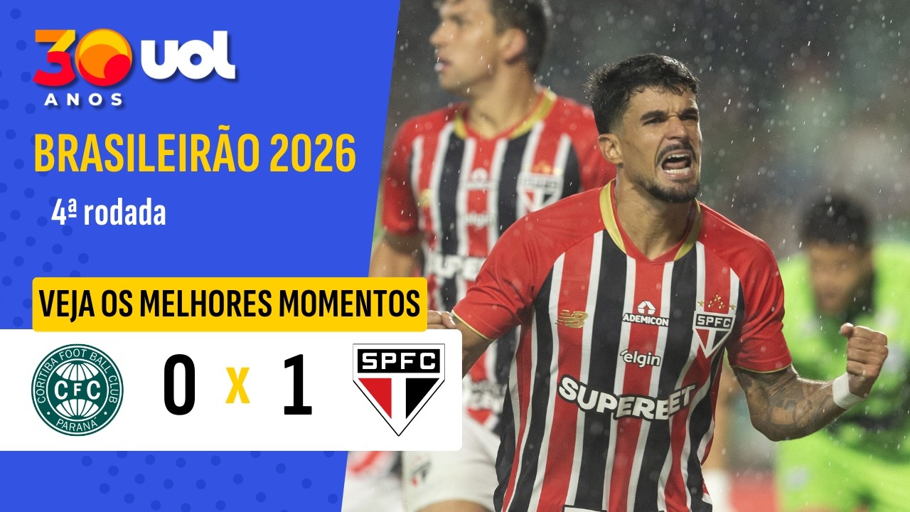 CORITIBA 0 X 1 S&Atilde;O PAULO: VEJA GOL DE CAULY E MAIS MELHORES MOMENTOS DO JOGO PELO BRASILEIR&Atilde;O