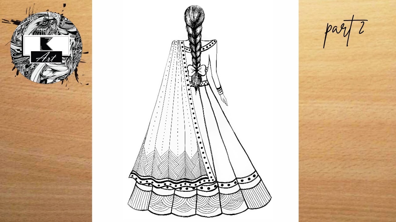 How to Draw a Girl Wearing Beautiful Lehenga for Beginners || tutorial || Girl Drawing || part 2