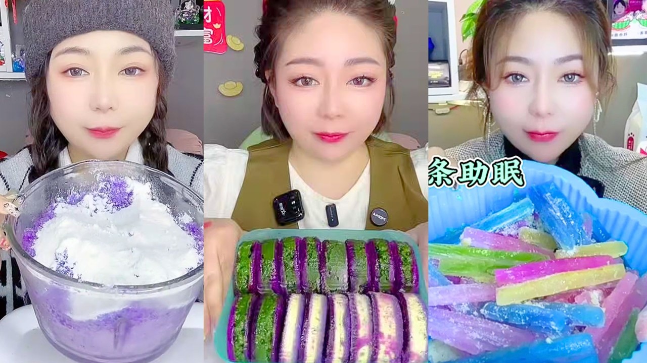 Purple Crystal Ice Desserts and Rainbow Candy Jelly Bars
