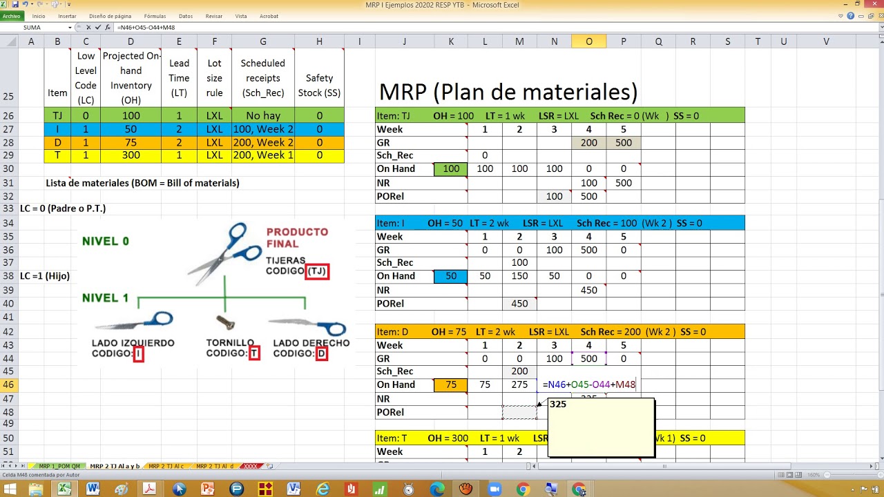 MRP demanda variable y constante tijeras a y b Parte 1/3