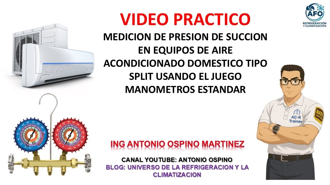 VIDEO PRACTICO MEDICION DE LA PRESION DE SUCCION EN AIRE ACONDICIONADO SPLIT CON MANOMETRO ESTANDAR